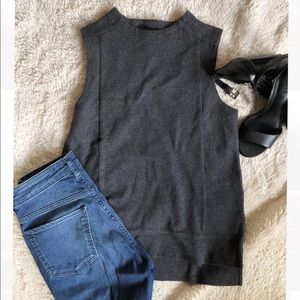 Sleeveless Mock-Neck Structured Sweater